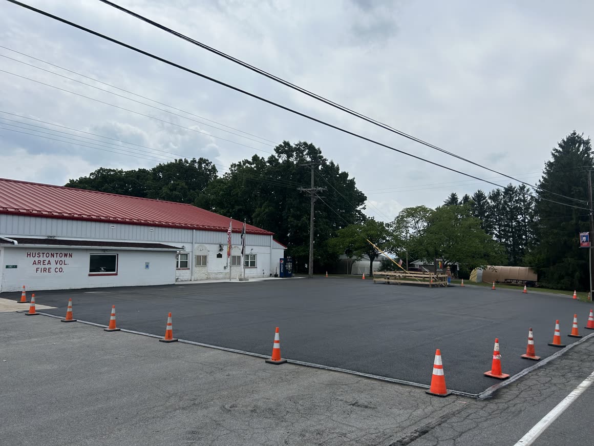 Freshly paved warehouse parking lot